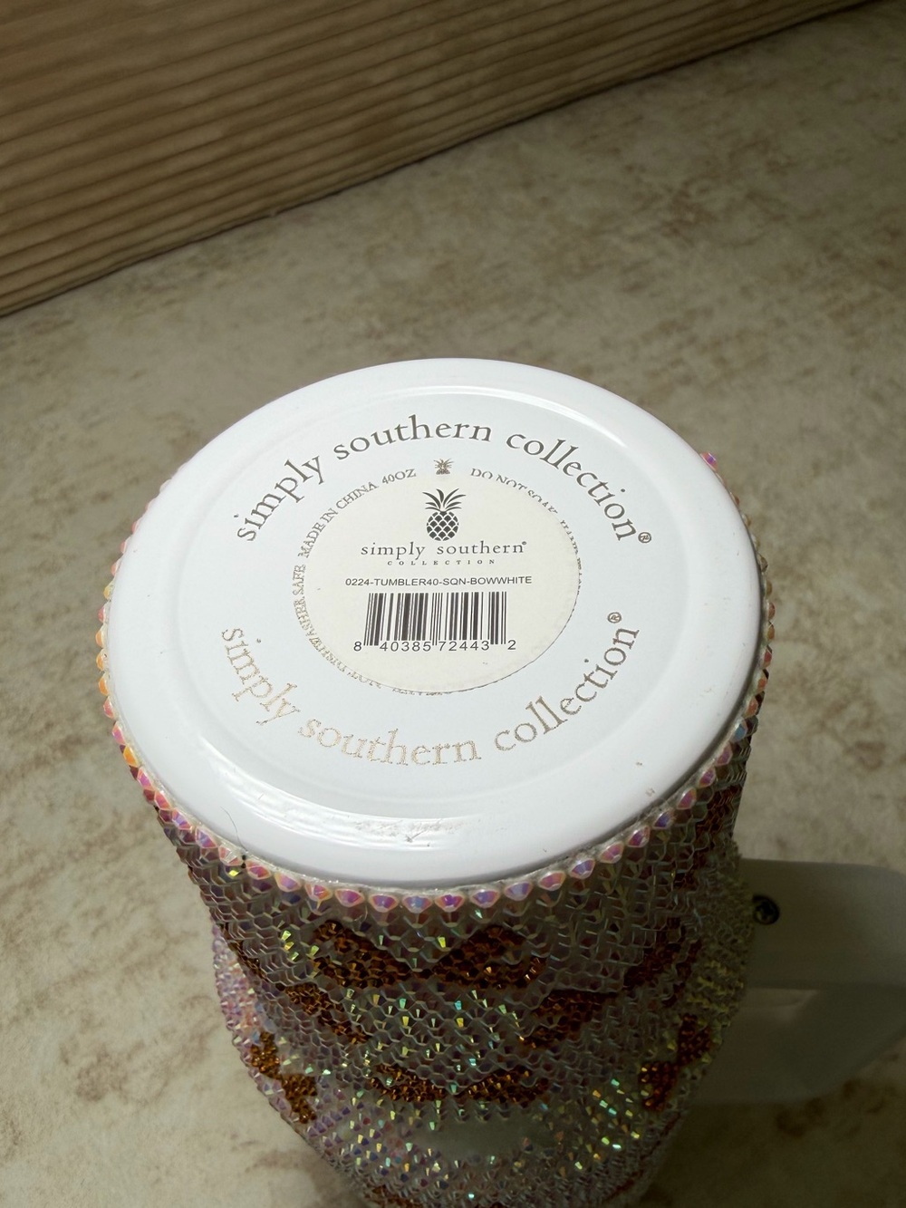 Simply Southern 40 oz Rhinestone Iridescent Bow Accent Tumbler with Handle - Picture 10 of 12